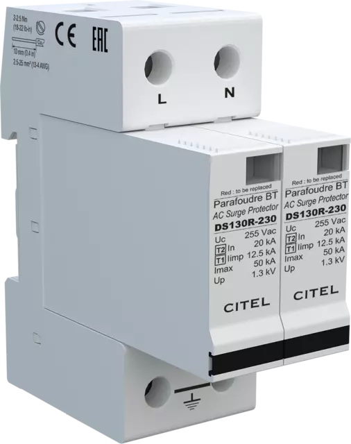 Ogranicznik przepięć AC T1+T2 CITEL DS132R-230 (571502) 1-fazowy