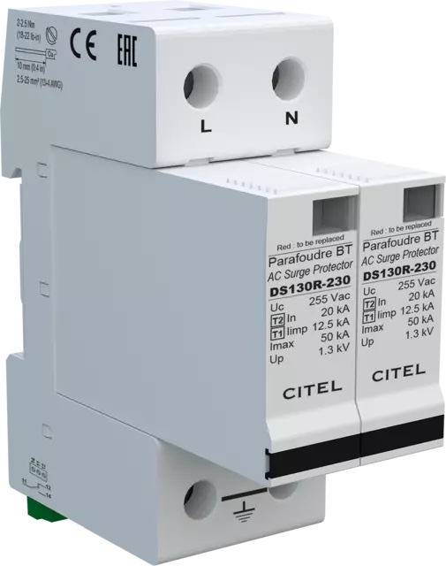 Ogranicznik przepięć AC T1+T2 CITEL DS132RS-230 (571512) 1-fazowy