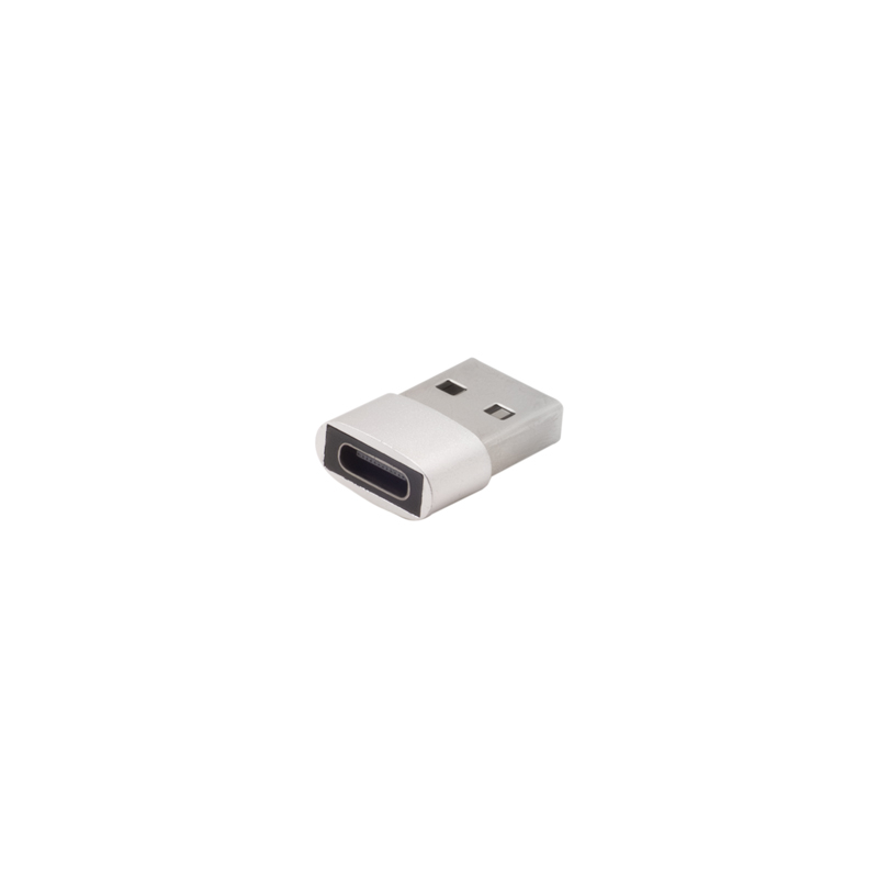 Adapter USB-A (wtyk) na USB-C (gniazdo) srebrny .more ME61648