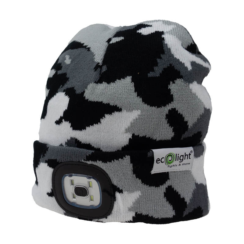 Czapka moro z latarką LED 1 W 6000K 70 lm IPX4 szara Eco Light EC61987