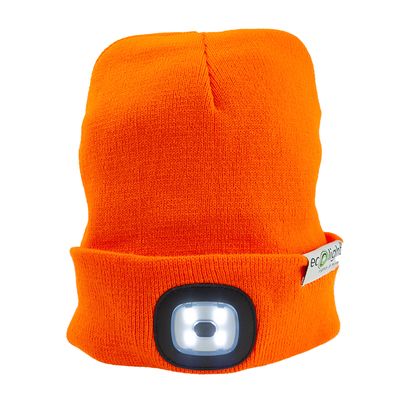 Czapka z latarką LED 1 W 3 tryby świecenia akumulator USB pomarańczowa Eco Light EC20589