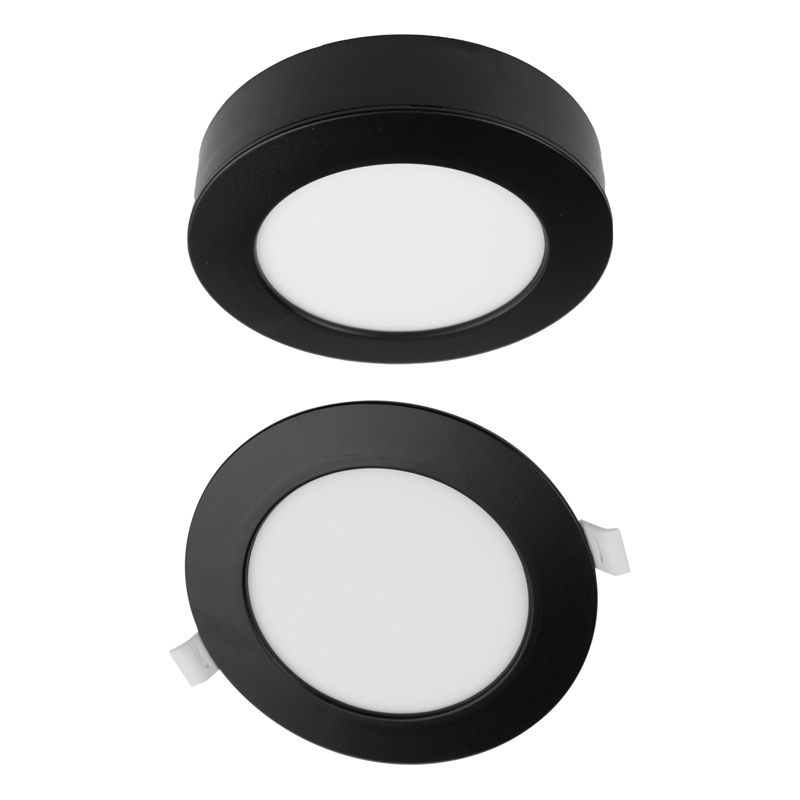 Downlight LED 12 W okrągły CCT 2w1 natynkowy/podtynkowy 1100 lm czarny Eco Light EC61434