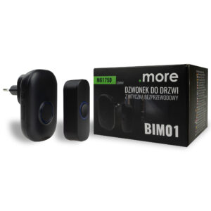 Dzwonek do drzwi bezprzewodowy z wtyczką BIM-01 433 MHz 25–85 dB czarny .more M61750