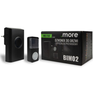 Dzwonek do drzwi bezprzewodowy z wtyczką BIM-02 433 MHz 25–85 dB czarny .more M61752