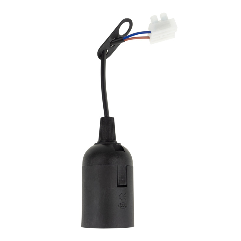 Oprawka E27 plastikowa z zawieszką i przewodem czarna Eco Light EC20810