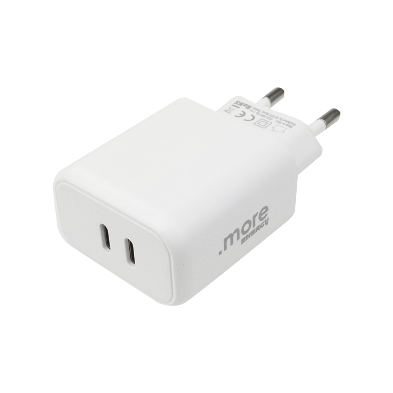 Ładowarka sieciowa 2× USB-C 20 W biała .more ME61701