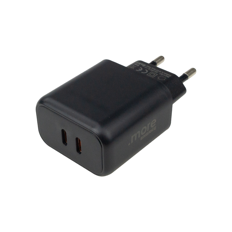 Ładowarka sieciowa 2× USB-C 20 W czarna .more ME61702