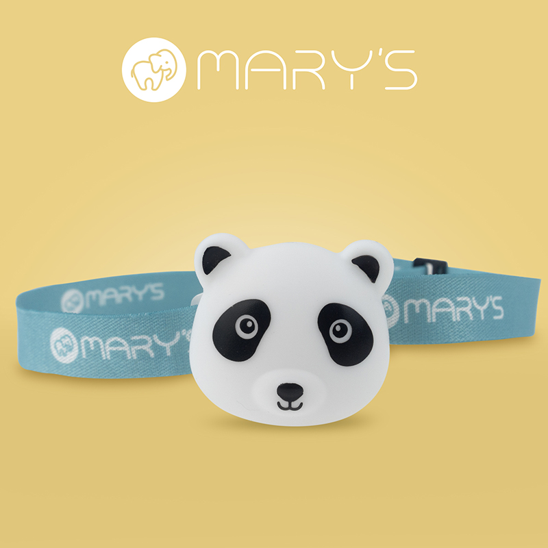 Latarka czołowa dziecięca LED 38 lm z akumulatorem MARY'S Panda biała MW61769