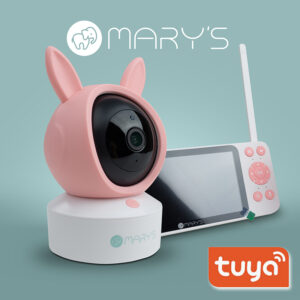 Niania elektroniczna 2w1 z kamerą Full HD i monitorem LCD Wi-Fi Tuya MARY'S Królik różowa MW61500