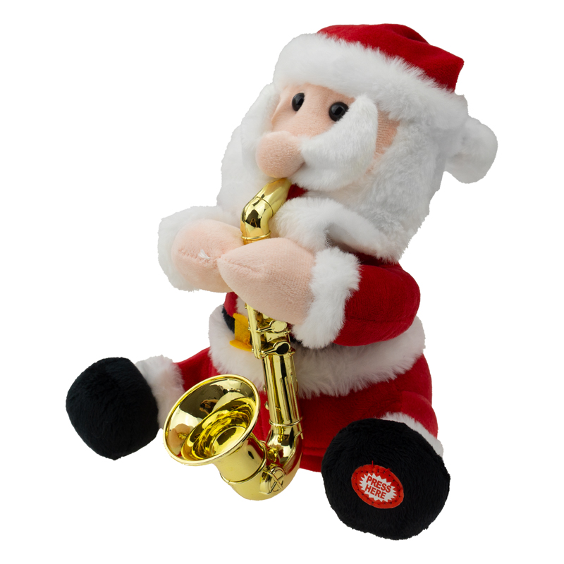 Pluszowa zabawka interaktywna Mikołaj z saksofonem Santa Jazz na baterie 3×AA MARY'S CS61912