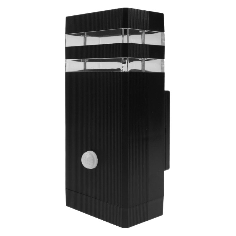 Oprawa elewacyjna OE-2CP 1×GU10 z czujnikiem ruchu PIR IP44 plastikowa czarna Eco Light EC61006