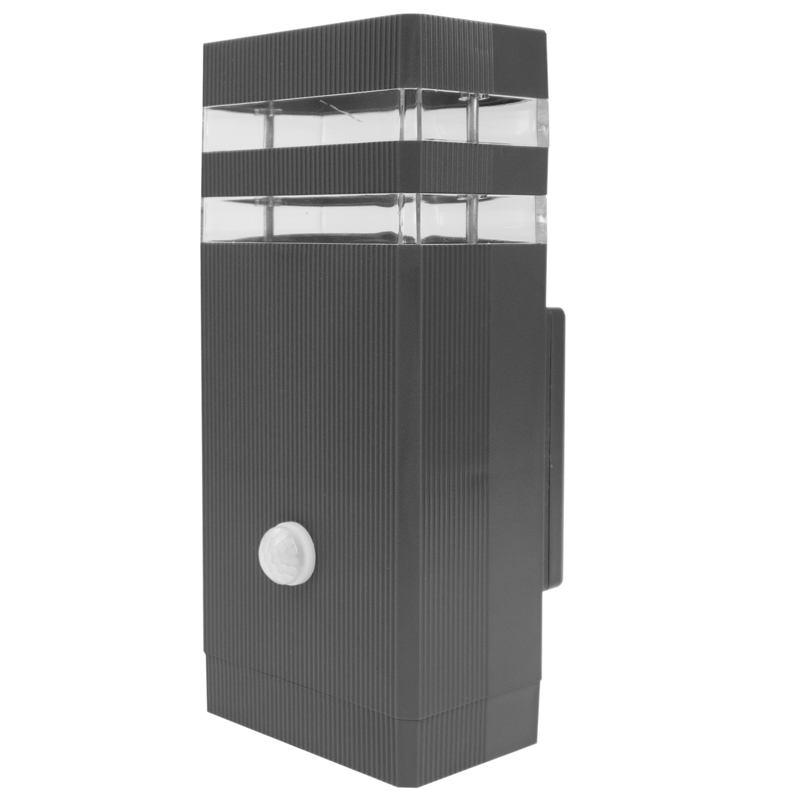 Oprawa elewacyjna OE-2SP 1×GU10 z czujnikiem ruchu PIR IP44 plastikowa antracytowa Eco Light EC61007