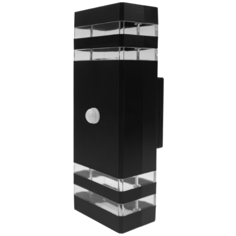 Oprawa elewacyjna OE-4CP 2×GU10 z czujnikiem ruchu PIR IP44 plastikowa czarna Eco Light EC61010