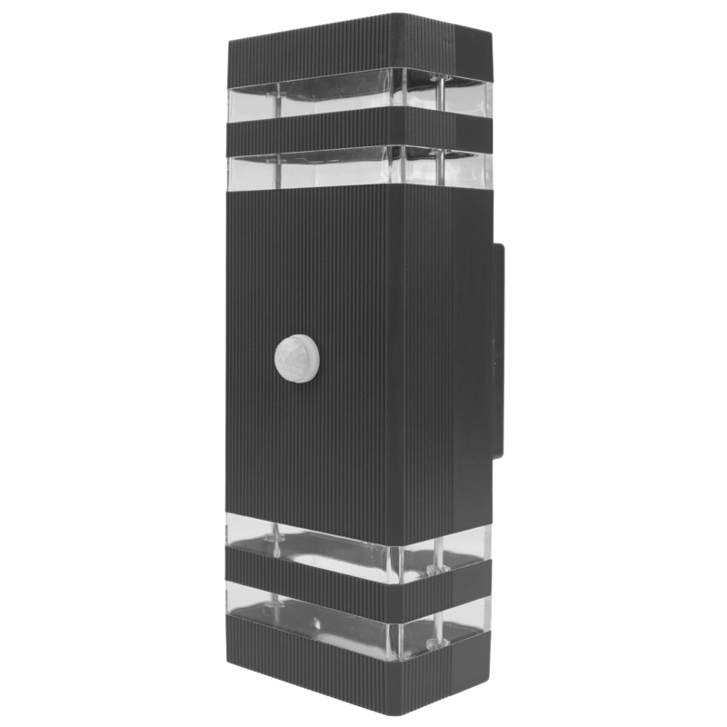 Oprawa elewacyjna OE-4SP 2×GU10 z czujnikiem ruchu PIR IP44 plastikowa antracytowa Eco Light EC61011