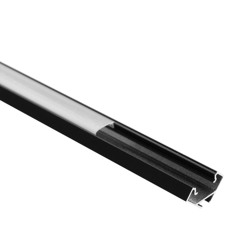 Profil LED narożny R03 czarny z kloszem mrożonym 3 m Eco Light EC61737