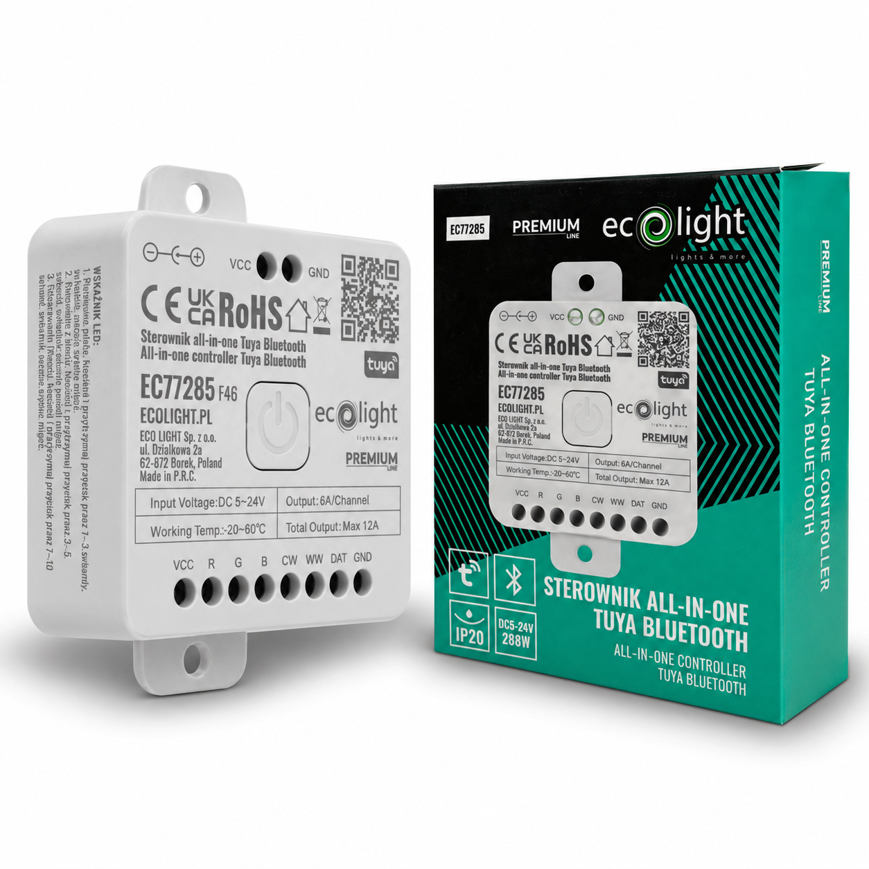 Sterownik LED all-in-one Tuya Bluetooth MESH 12 A 288 W 5–24 V Eco Light EC77285