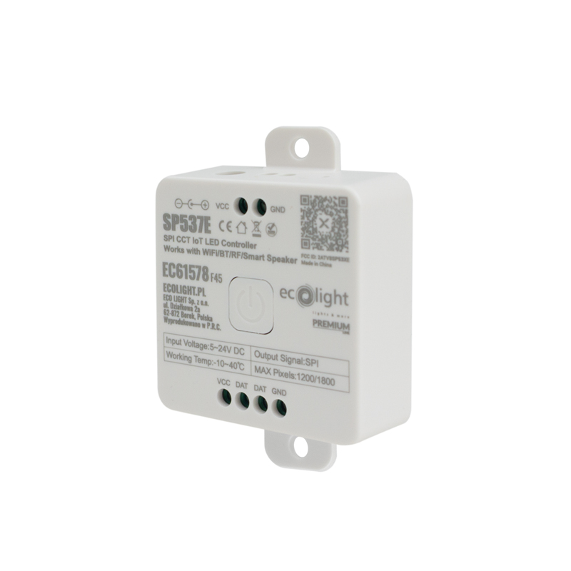 Sterownik LED IC Digital CCT SD-2 Wi-Fi/Bluetooth/RF z funkcją muzyczną 12 A 5–24 V Eco Light EC61578