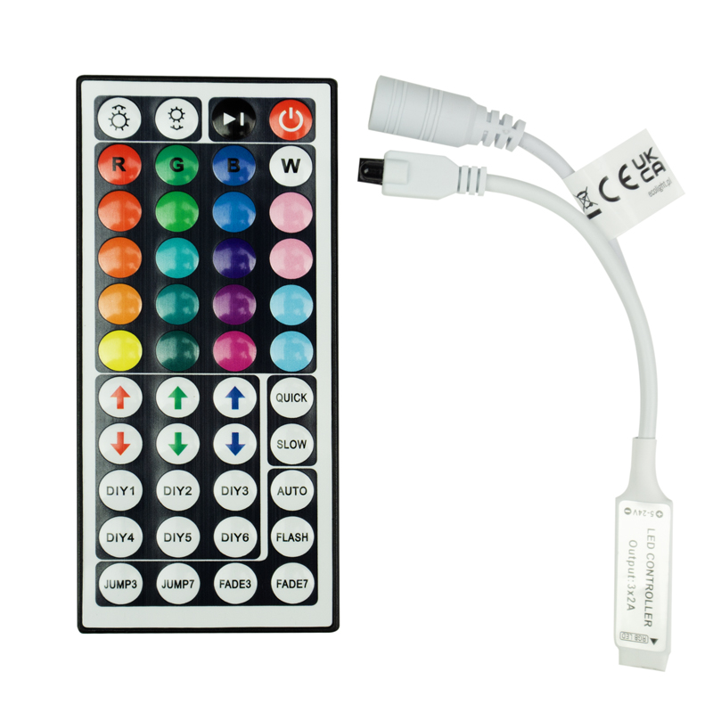 Sterownik LED RGB IR z pilotem 44 przyciski 72 W Eco Light EC79457