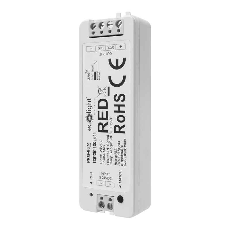 Sterownik LED SC RF cyfrowy IC RGB/RGBW 8 A 5–24 V Eco Light EC61351