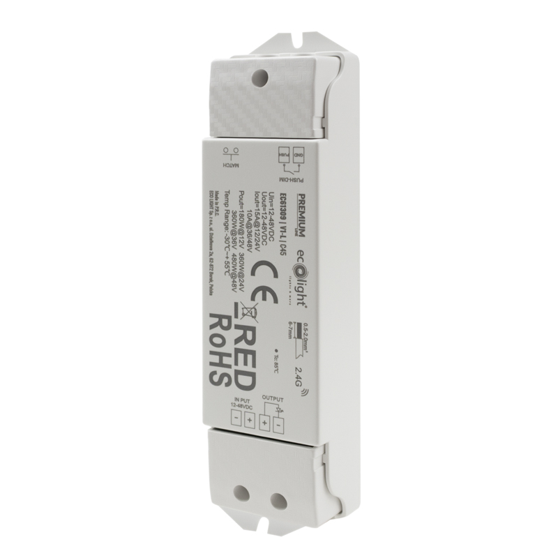 Sterownik LED V1-L RF MONO ściemniacz 15 A 12/24 V 10 A 36/48 V Eco Light EC61309
