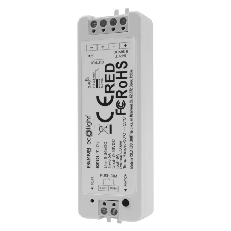 Sterownik LED V1 RF MONO ściemniacz 8 A 5–36 V Eco Light EC61308