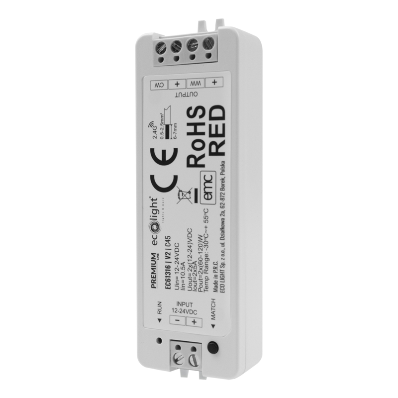 Sterownik LED V2 RF CCT 10 A 12–24 V Eco Light EC61316