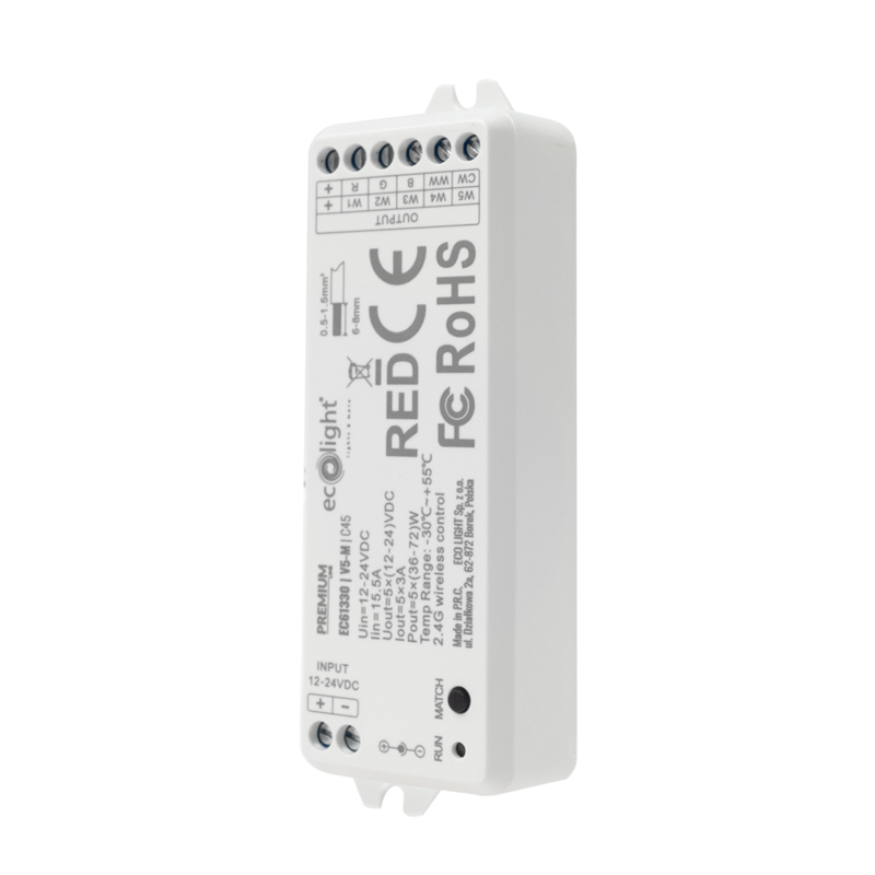 Sterownik LED V5-M RF RGB+CCT 15 A 12–24 V Eco Light EC61330
