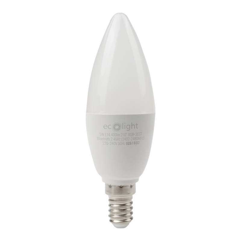 Żarówka LED smart C37 E14 5 W RGB+CCT 400 lm Bluetooth Tuya Eco Light EC61637