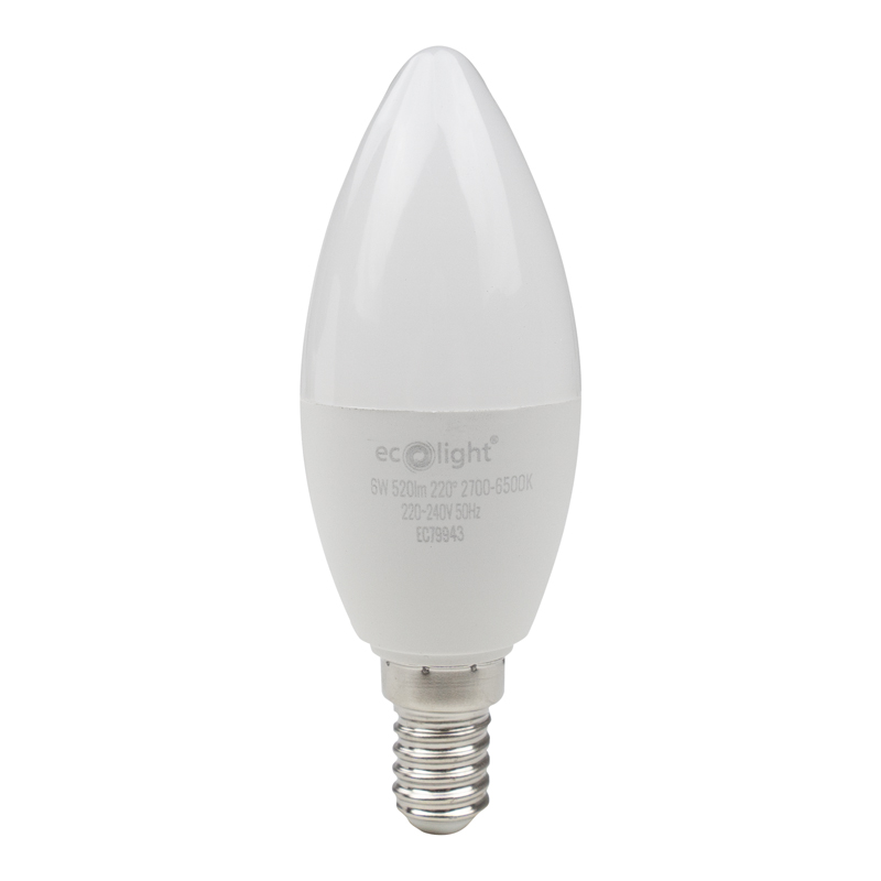 Żarówka LED smart CANDLE E14 6 W RGB+CCT 2700–6500K 520 lm Wi-Fi Tuya Eco Light EC79943
