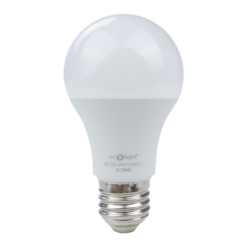 Żarówka LED CLASSIC A60 E27 8 W RGB+CCT 800 lm sterowana pilotem Eco Light EC20060