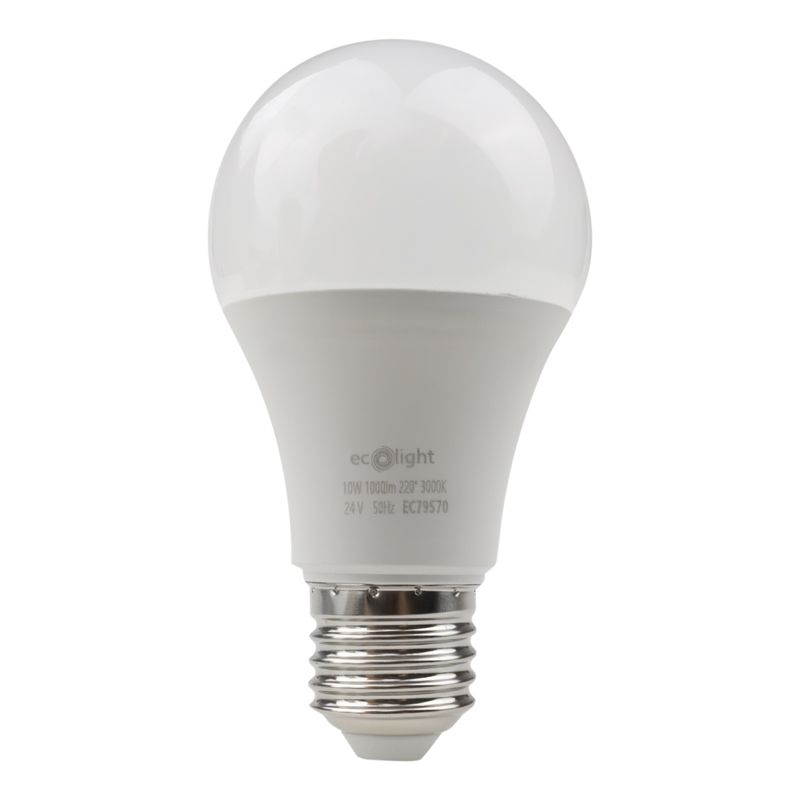 Żarówka LED CLASSIC E27 10 W 24 V AC/DC 3000K 1000 lm Eco Light EC79570