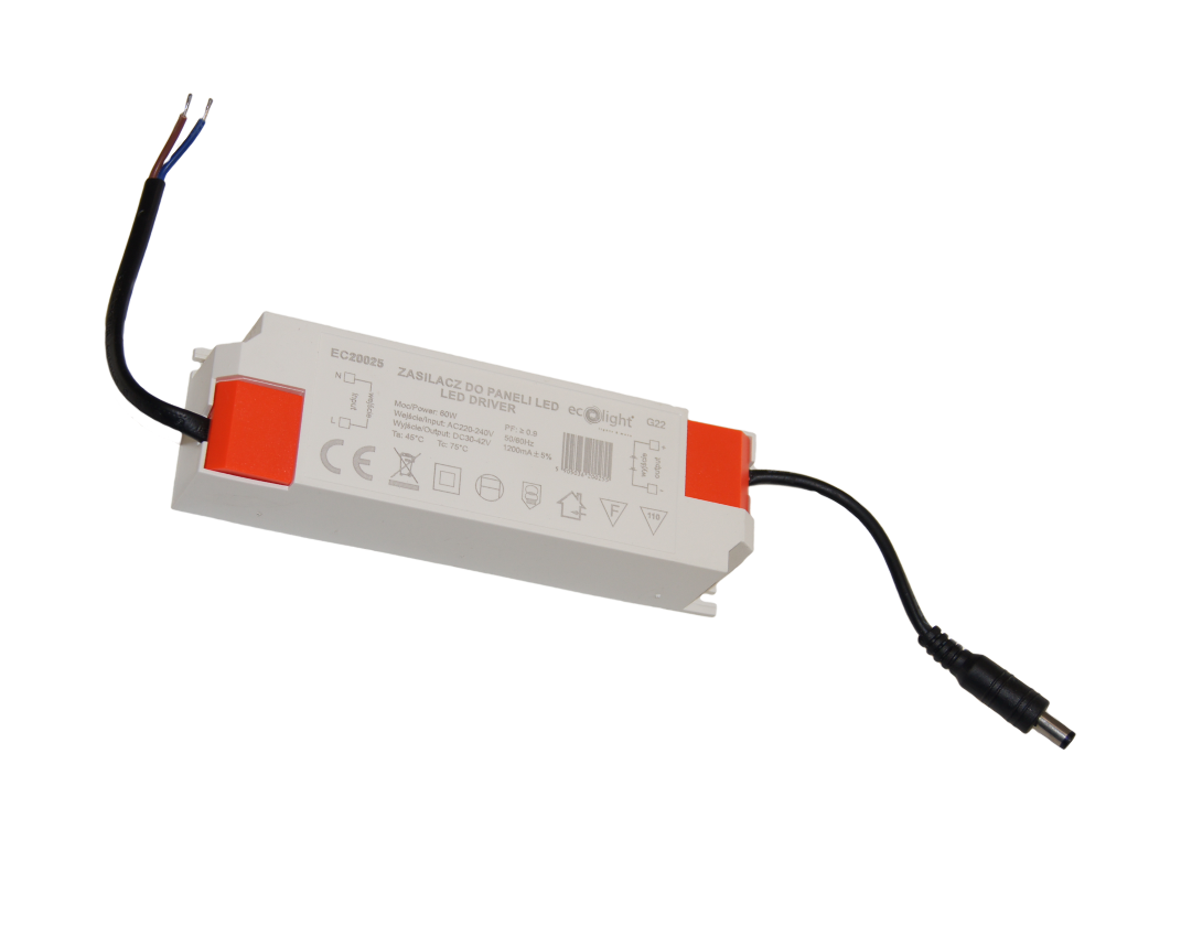 Zasilacz do paneli LED 40/50/60 W 30–42 V DC 1200 mA Eco Light EC20025