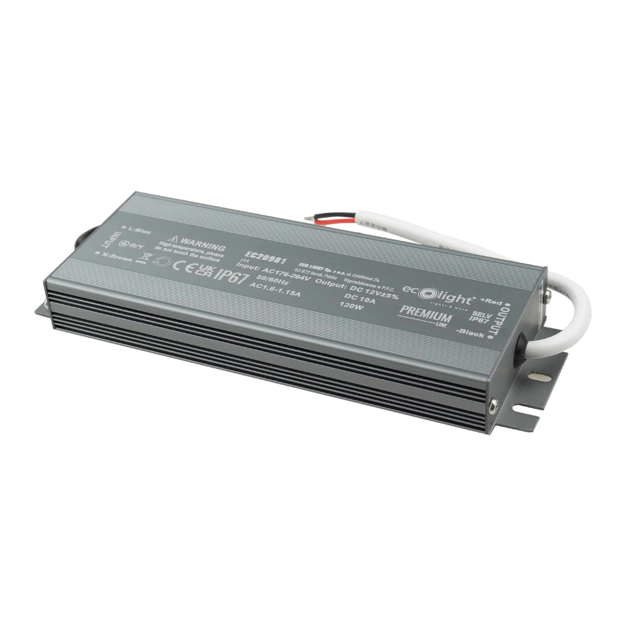 Zasilacz LED hermetyczny PREMIUM 120 W 12 V IP67 Eco Light EC20981