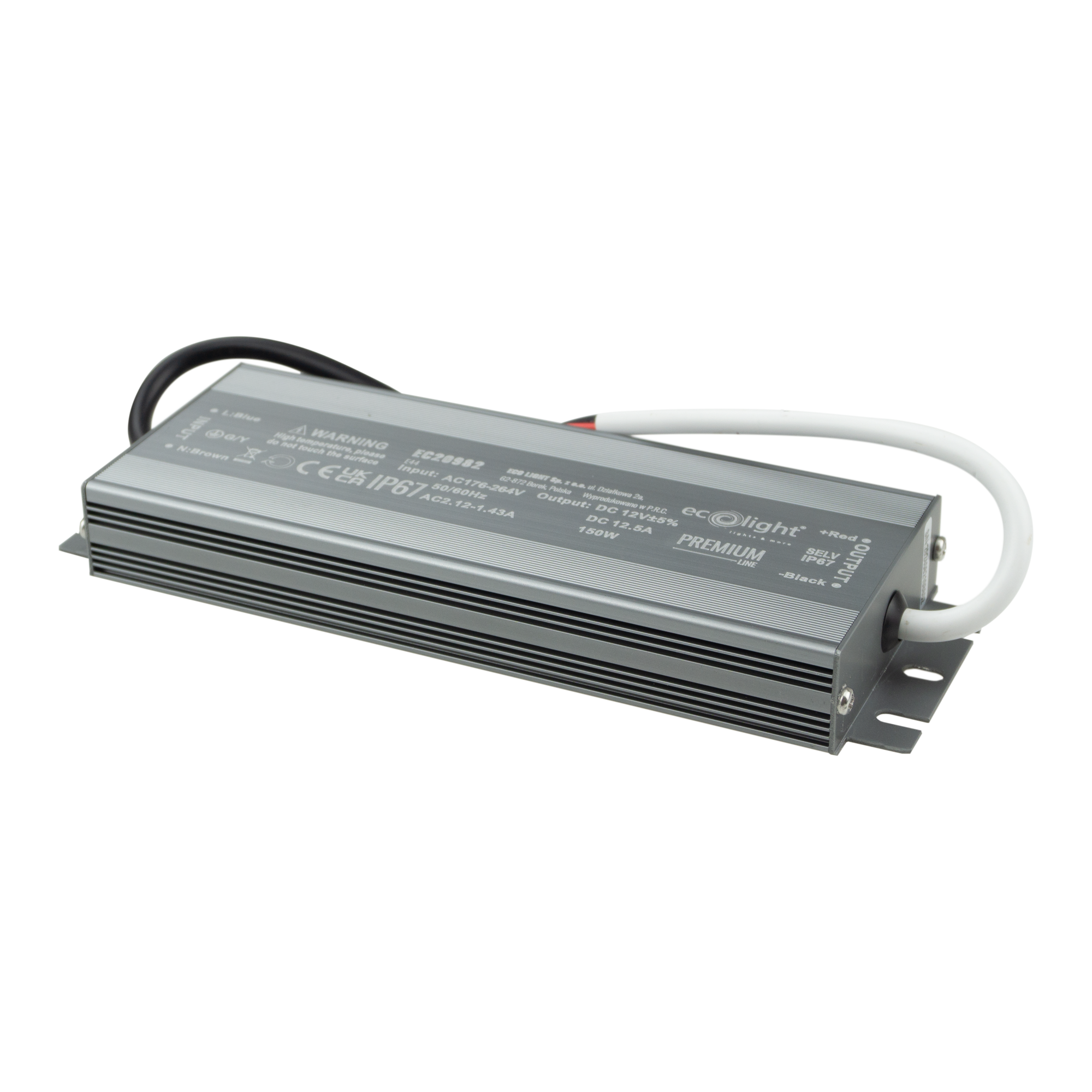 Zasilacz LED hermetyczny PREMIUM 150 W 12 V IP67 Eco Light EC20982