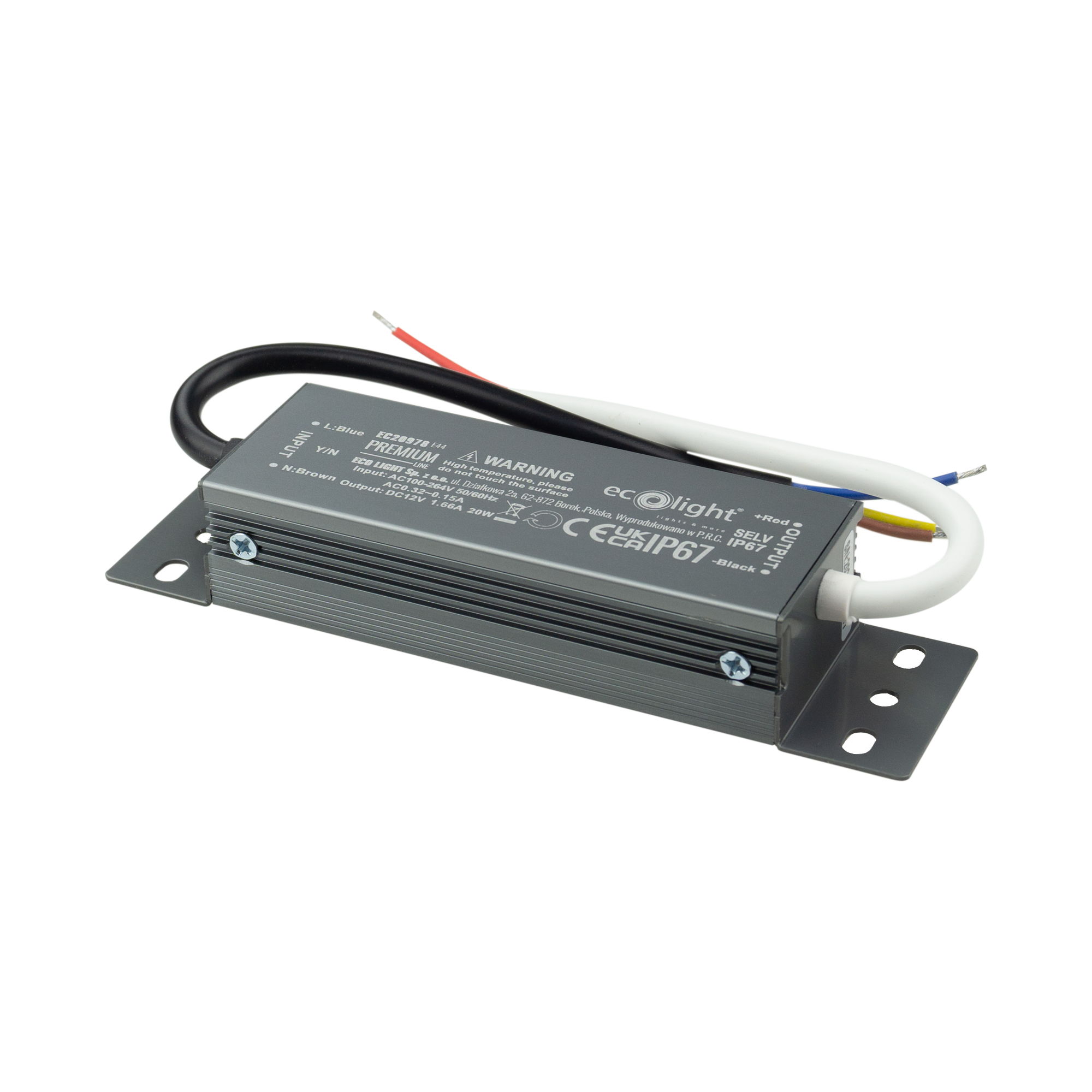 Zasilacz LED hermetyczny PREMIUM 20 W 12 V IP67 Eco Light EC20978