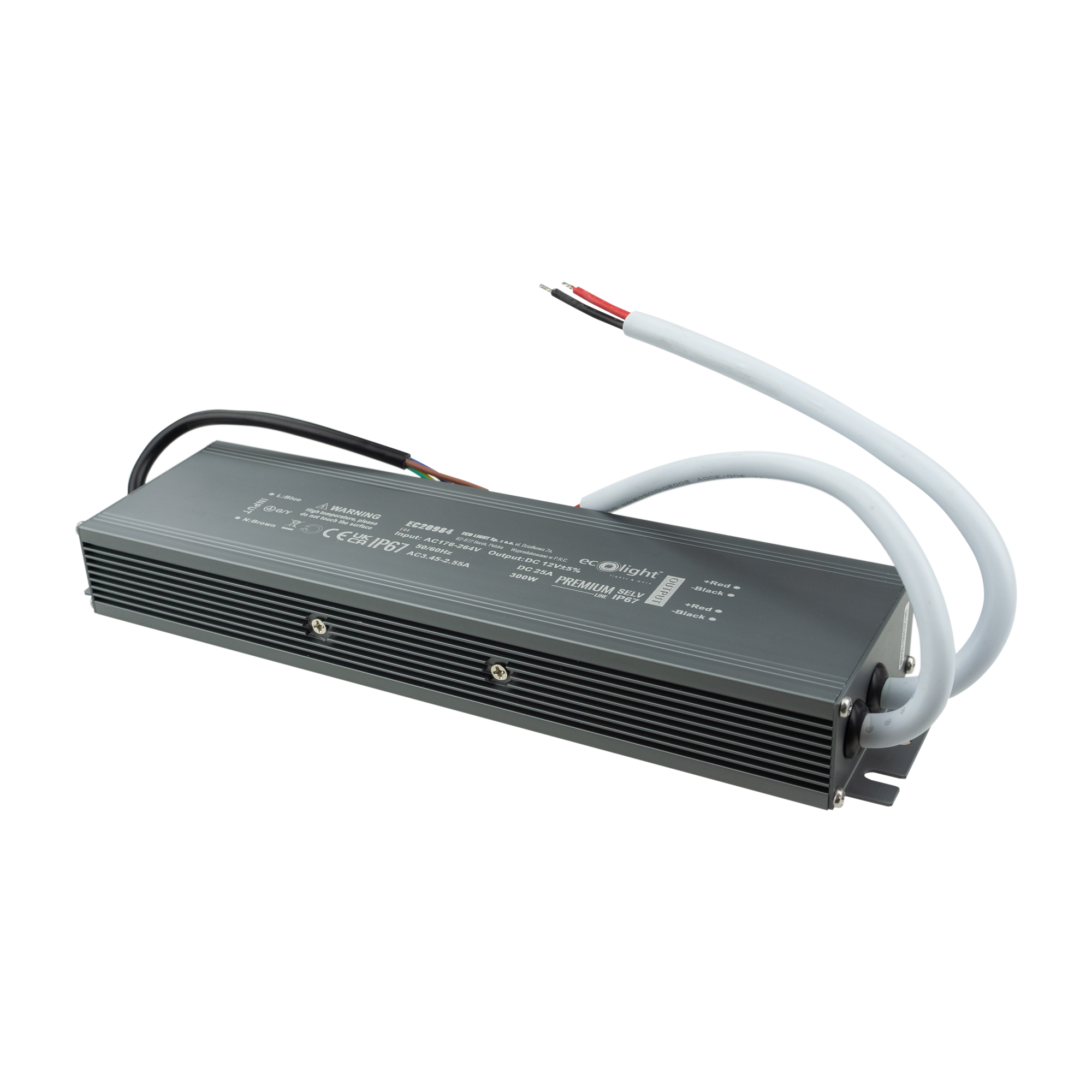 Zasilacz LED hermetyczny PREMIUM 300 W 12 V IP67 Eco Light EC20984