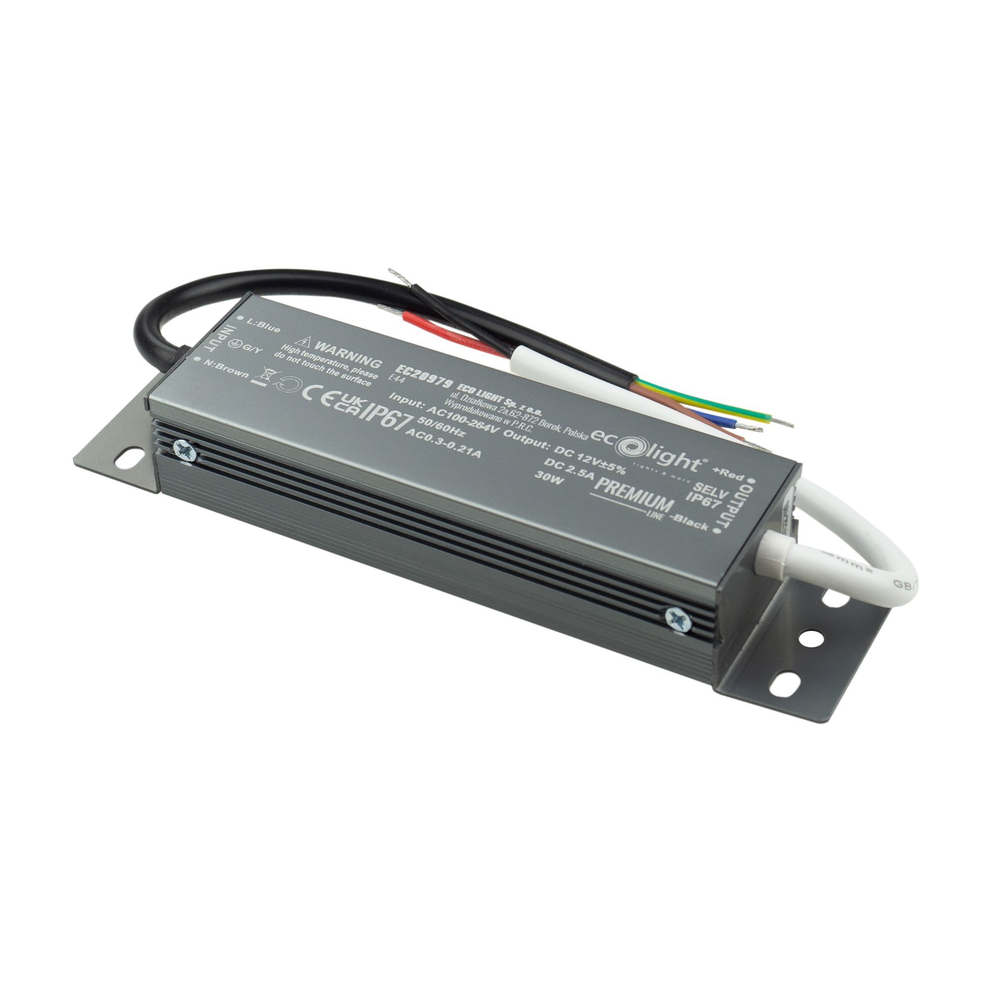 Zasilacz LED hermetyczny PREMIUM 30 W 12 V IP67 Eco Light EC20979