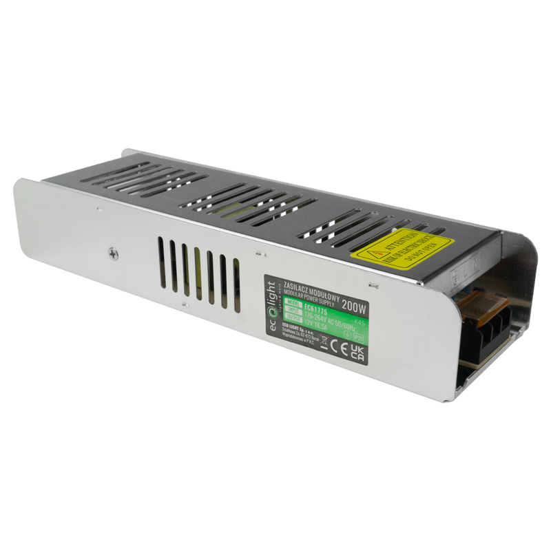 Zasilacz LED modułowy SLIM 200 W 12 V 17 A IP20 Eco Light EC61775