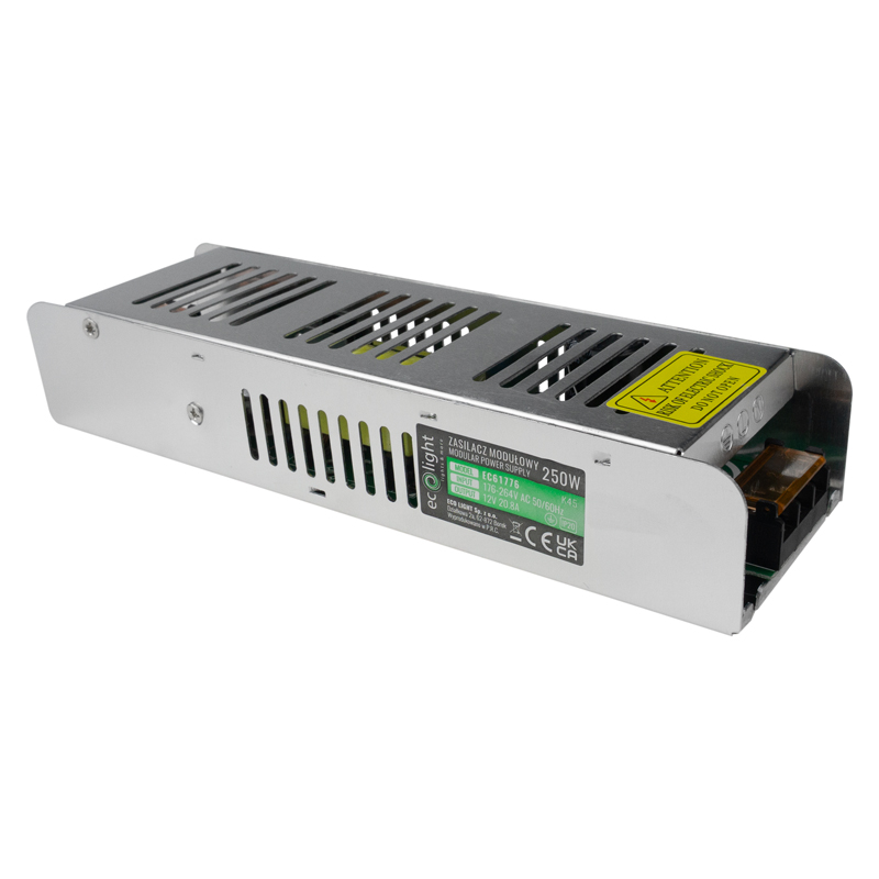 Zasilacz LED modułowy SLIM 250 W 12 V 20 A IP20 Eco Light EC61776
