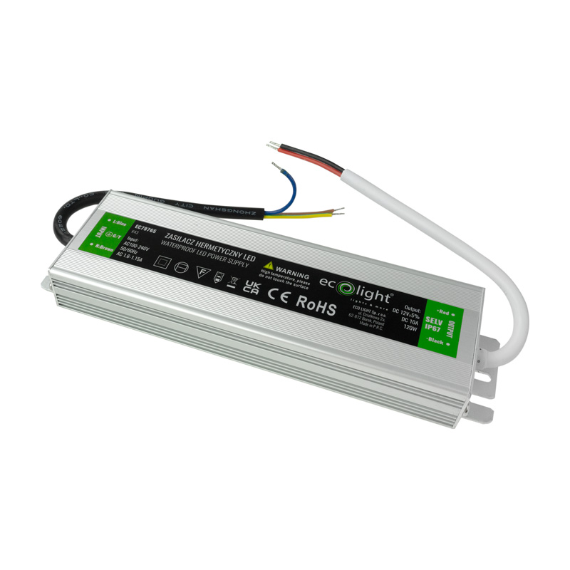 Zasilacz LED hermetyczny 120 W 12 V 10 A IP67 Eco Light EC79765
