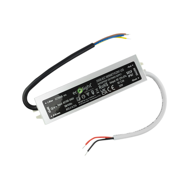 Zasilacz LED hermetyczny 30 W 12 V 2,5 A IP67 Eco Light EC79608