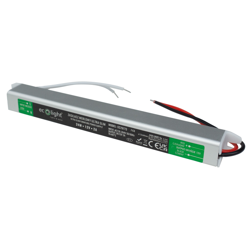Zasilacz meblowy LED SLIM 24 W 12 V 2 A IP20 Eco Light EC79773