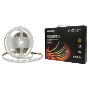Zestaw taśma LED COB RGB 450 LED/m 12 V 15 W/m IP20 3 m z zasilaczem, sterownikiem i pilotem Eco Light EC61124