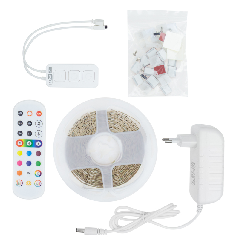 Zestaw z taśmą LED RGB SMART SMD5050 30 LED/m 12 V 7,2 W/m IP20 5 m Eco Light EC79989